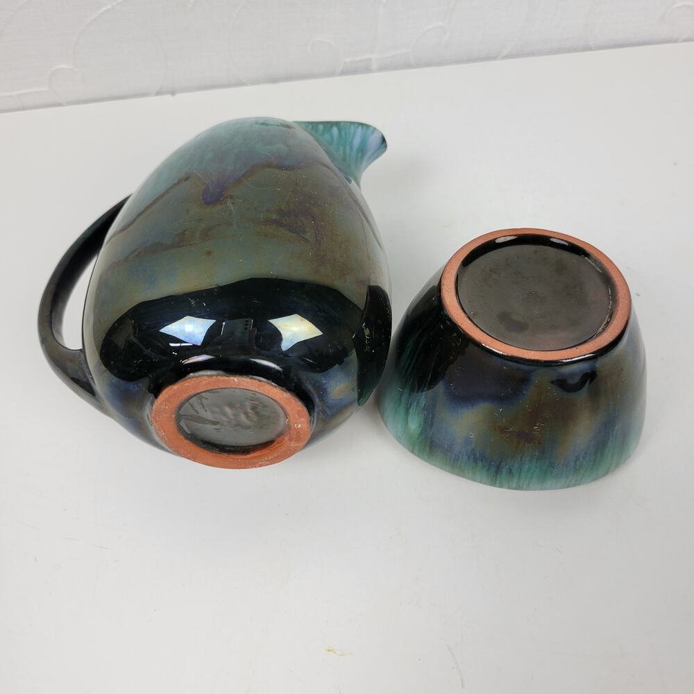 Vintage Blue Mountain Pottery Table Set Green Drip Glaze Ceramic Set of 4 - Picture 5 of 16